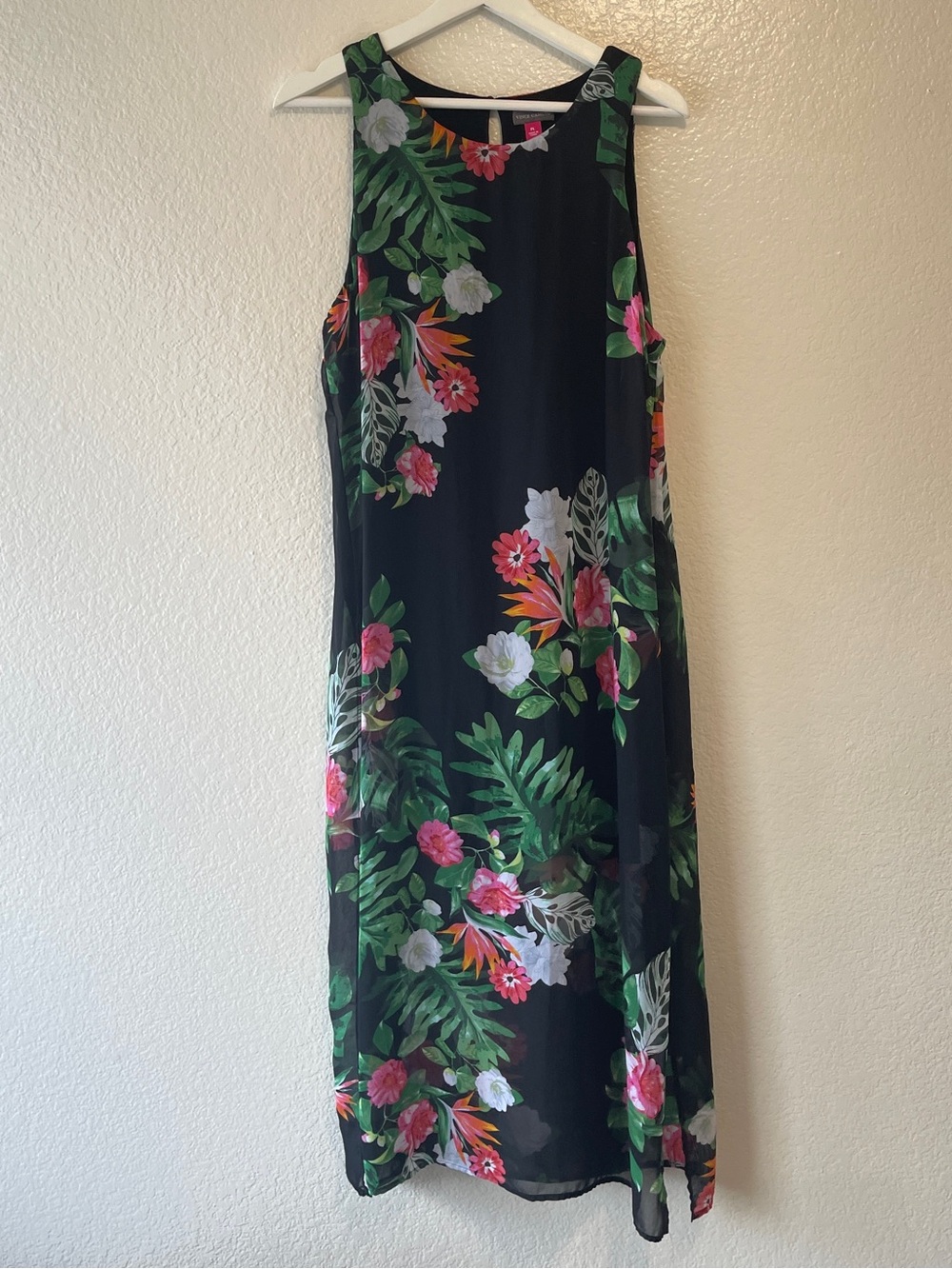 Vince Camuto PL Black Floral Tropical Print Sleeveless Maxi Dress / Resort wear